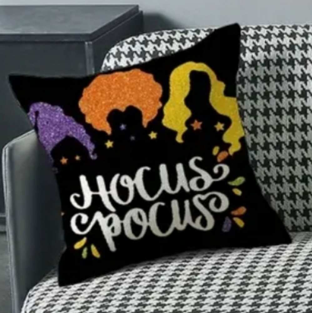 Hocus Pocus canvas pillow cover 17.5 square